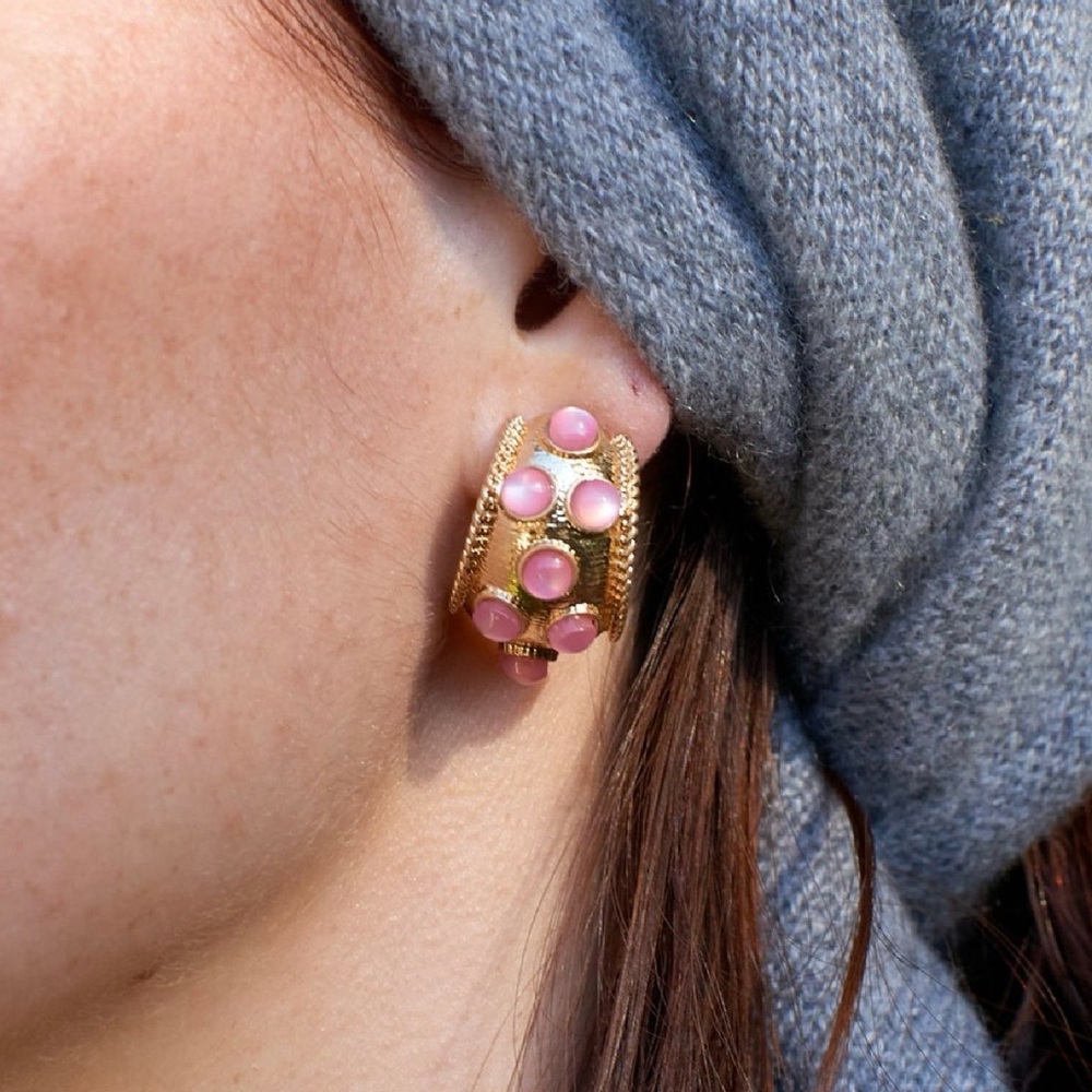 Elegant Pink and Gold Earrings